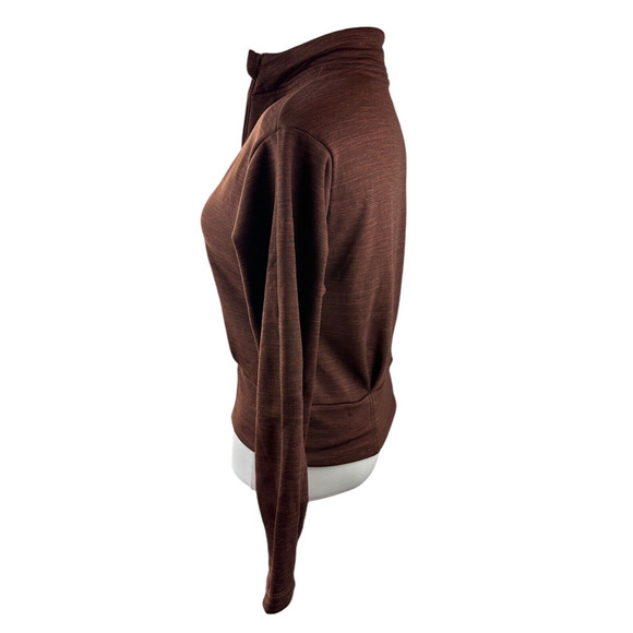 Athleta Altitude Polartec Half Zip Sweatshirt Mahogany Heather Brown Crop Small - Picture 6 of 14